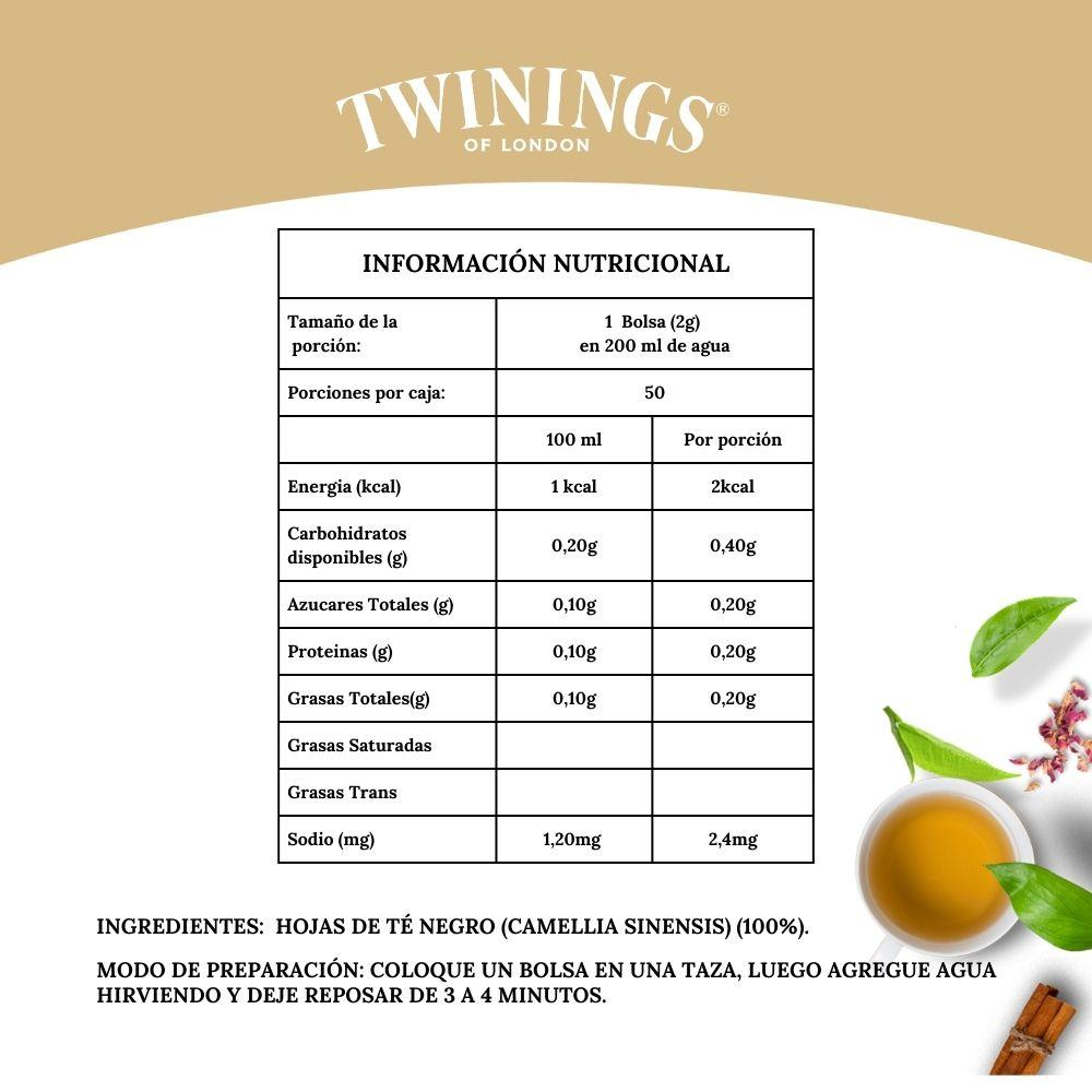 TWININGS TÉ ENGLISH BREAKFAST (ETIQUETA EN COLOR EN COLOR ROJO) X50 BOLSITAS - 2