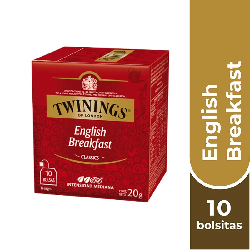 TWININGS TE ENGLISH BREAKFAST (ETIQUETA EN COLOR ROJO) X 10 BOLSITAS