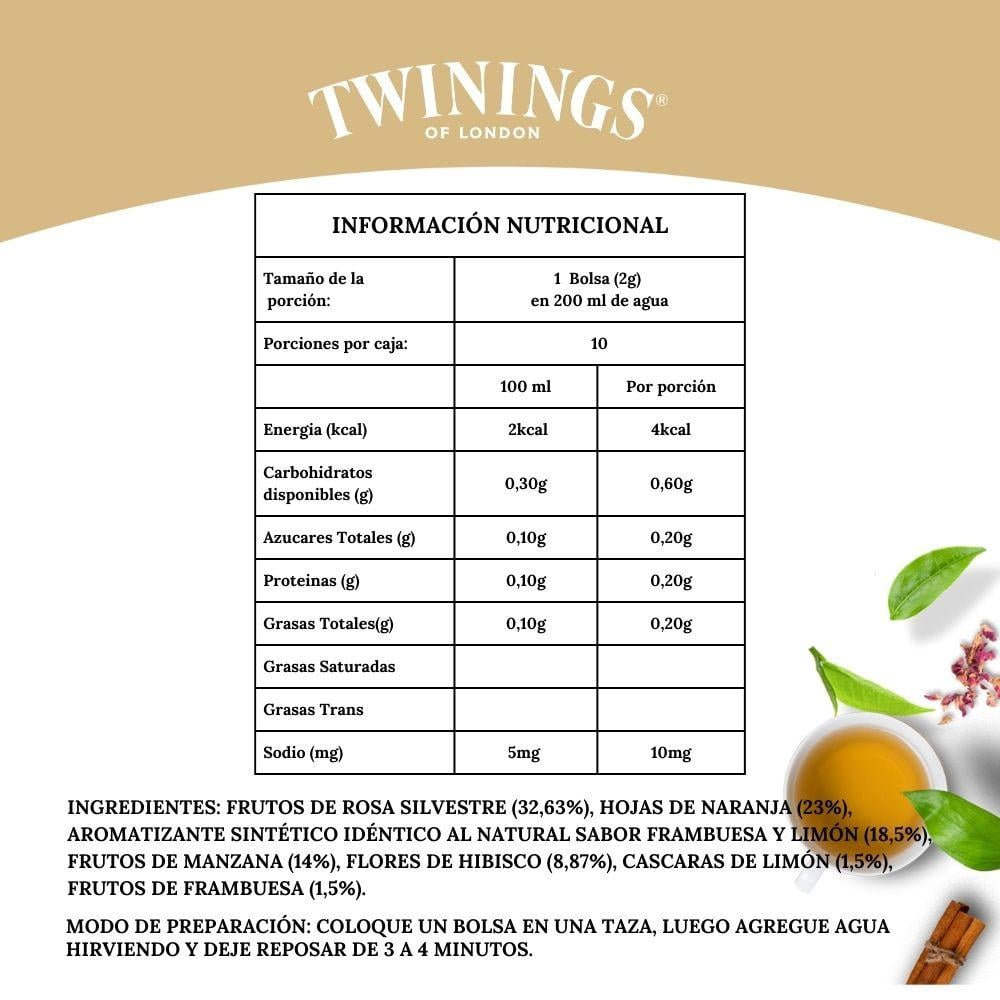 TWININGS TÉ LIMÓN / FRAMBUESA X 10 BOLSITAS - 2