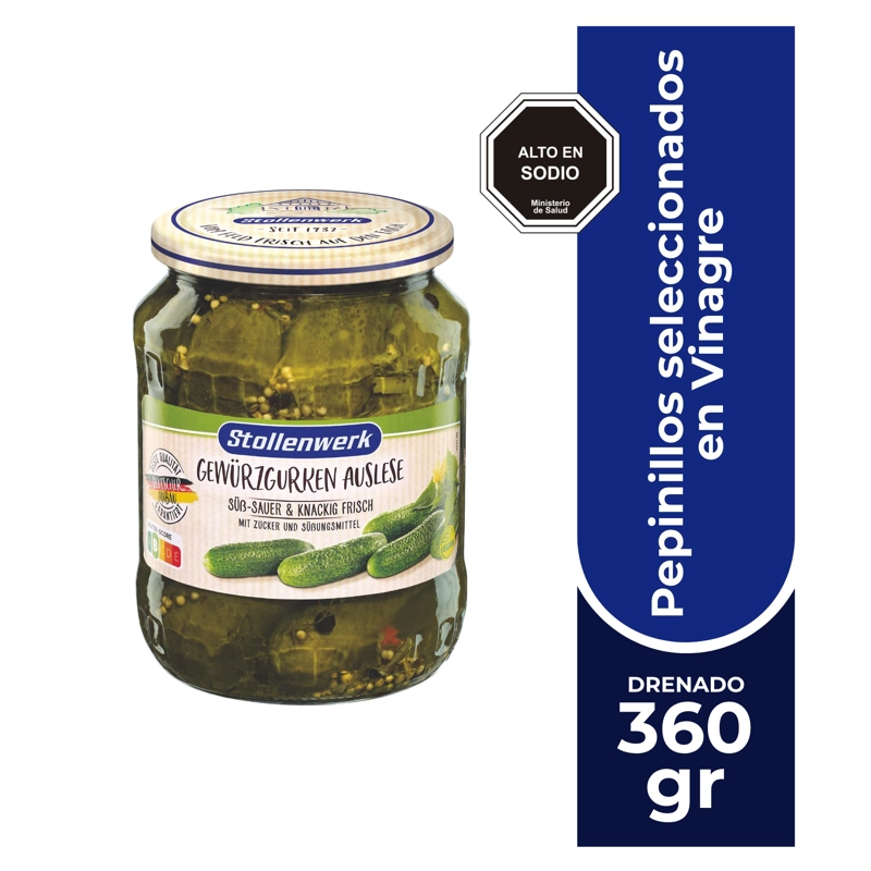 PEPINILLO SELECCIONADO VINAGRE STOLLENWERK 720 ML - 1