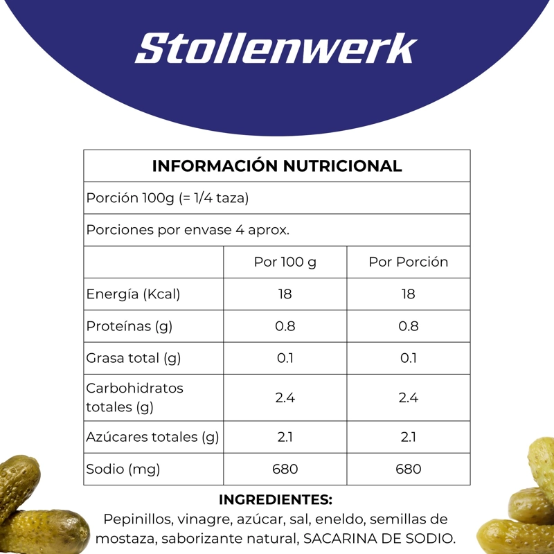 PEPINILLO SELECCIONADO VINAGRE STOLLENWERK 720 ML - 3