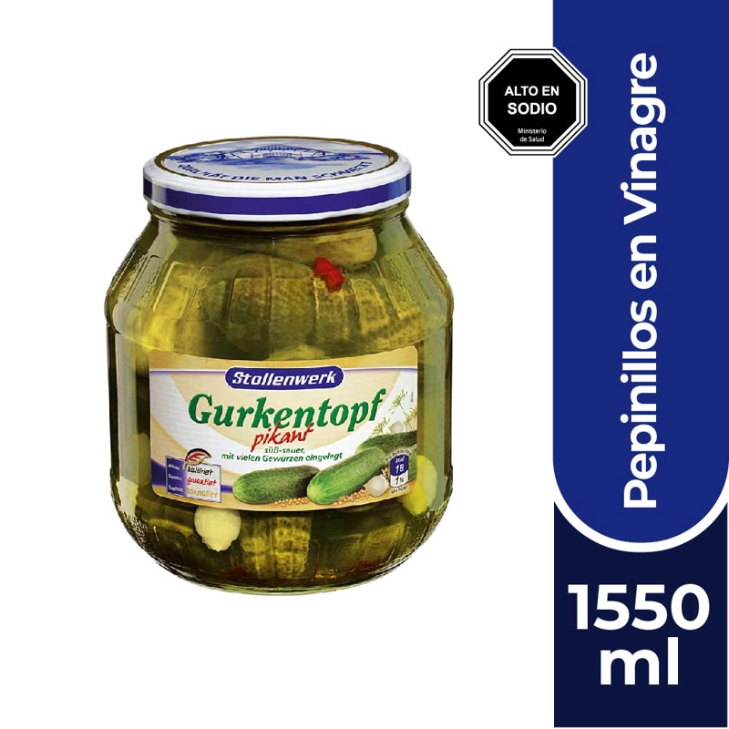 PEPINILLOS CONDIMENTADOS EN VINAGRE STOLLENWERK 1550 ML - 1