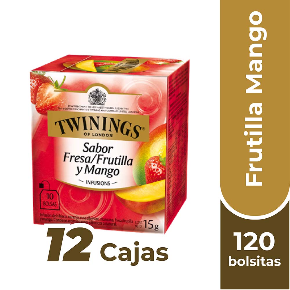 INFUSION TE FRUTILLA MANGO TWININGS CAJA 120 BOLSITAS