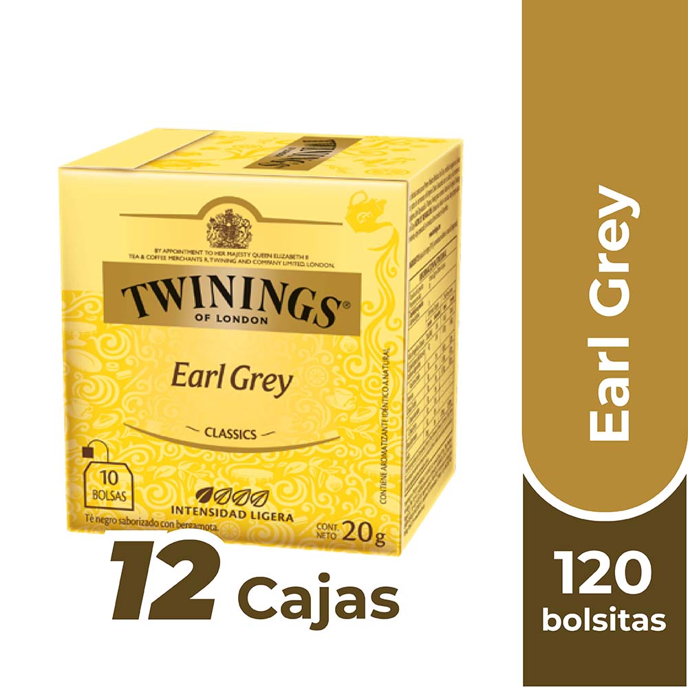 INFUSION TE EARL GREY TWININGS CAJA 120 BOLSITAS ETIQUETA AMARILLA - 1