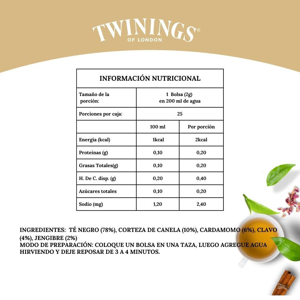 TWININGS SPICY INDIAN CHAI X 25 BOLSITAS - 4