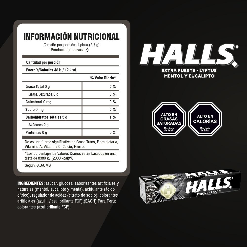 GOLOSINAS MENTA FUERTE HALLS 12 X 9 CARAMELOS DUROS - 2