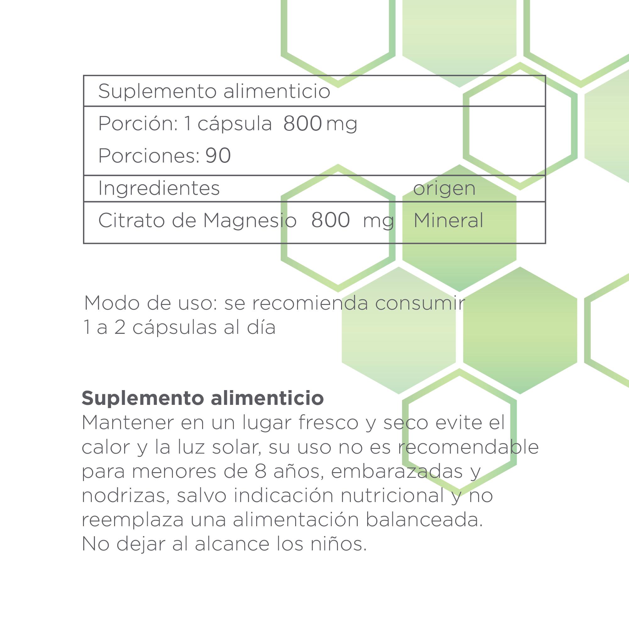 CITRATO DE MAGNESIO B NATURE 800MG (90 CAPSULAS) - 5