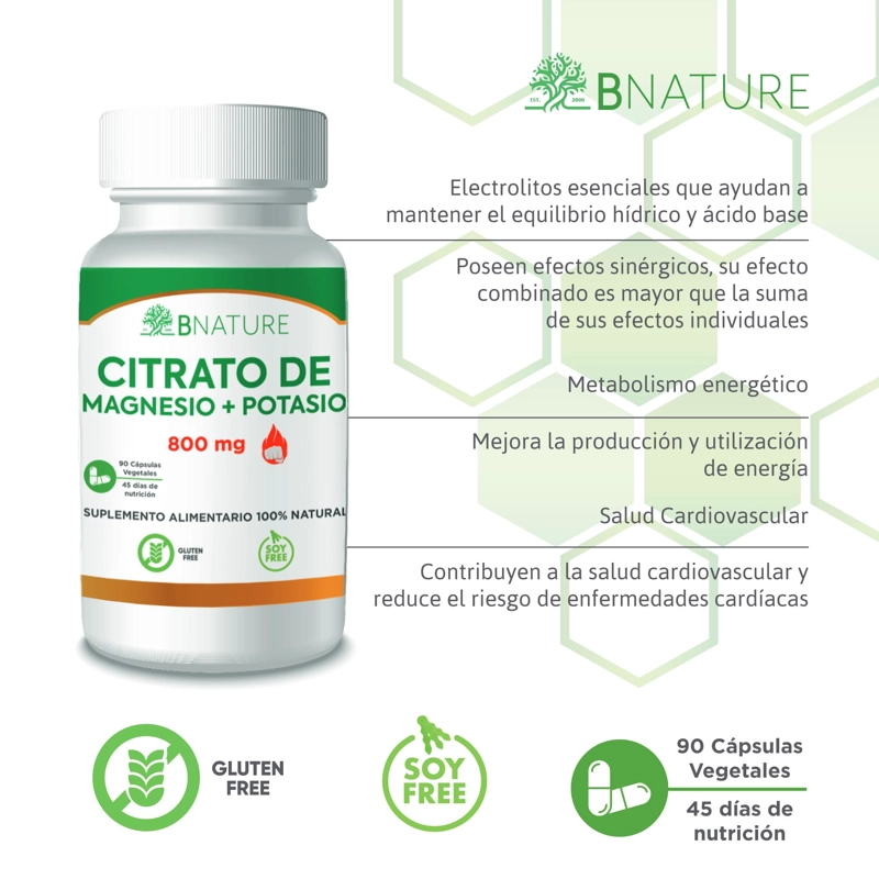 CITRATO DE MAGNESIO Y POTASIO B NATURE 800MG (90 CAPSULAS) - 3