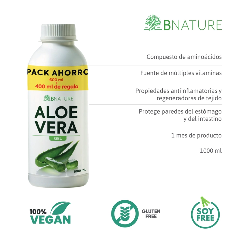 ALOE VERA GEL SUPLEMENTO EN GEL 1 LITRO  B NATURE - 3