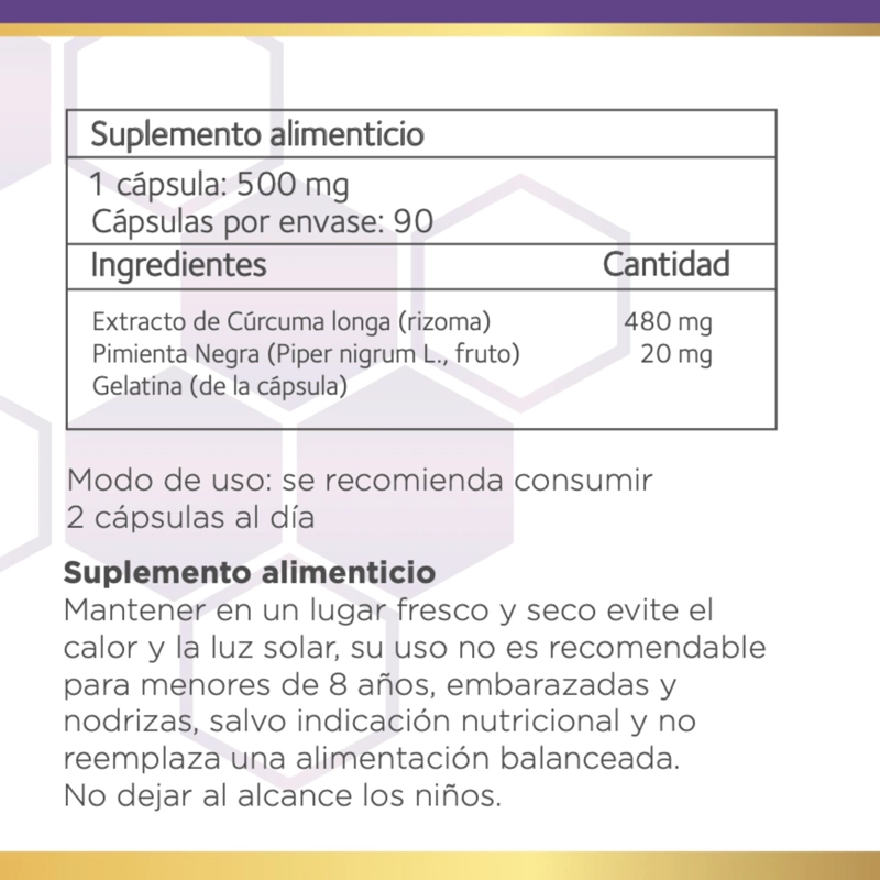 CURCUMA + PIMIENTA NEGRA | 500MG 90 CAPSULAS B NATURE - 5
