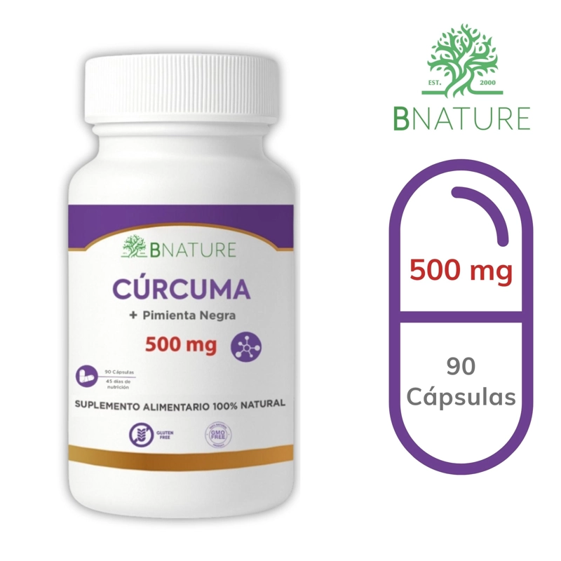 CURCUMA + PIMIENTA NEGRA | 500MG 90 CAPSULAS B NATURE - 8