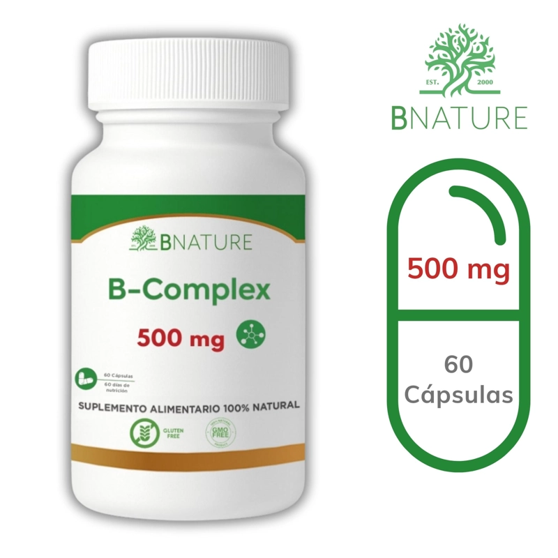 VITAMINAS B COMPLEX 500MG | SUPLEMENTO 60 CAPS B NATURE - 7
