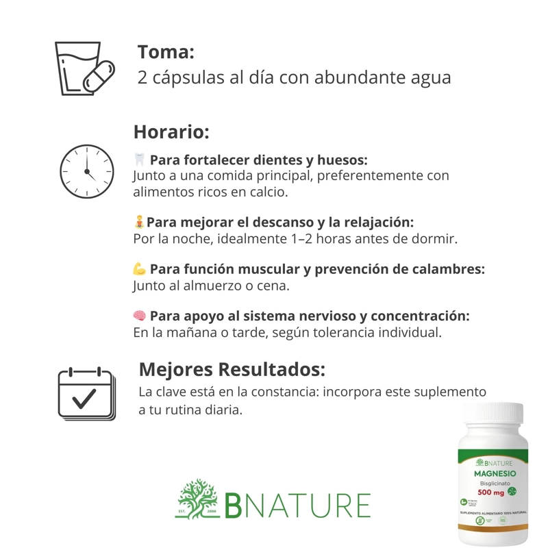 MAGNESIO BISGLICINATO 500MG | SUPLEMENTO 90 CAPS B NATURE - 4