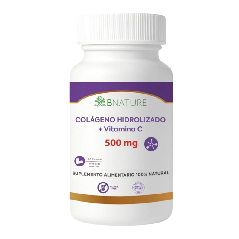 COLAGENO HIDROLIZADO + VITAMINA C 500MG | 60 CAPS B NATURE - 1