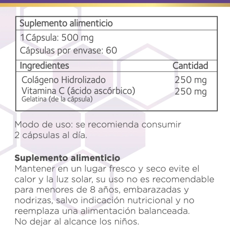 COLAGENO HIDROLIZADO + VITAMINA C 500MG | 60 CAPS B NATURE - 5