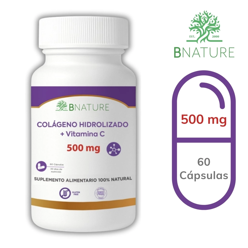 COLAGENO HIDROLIZADO + VITAMINA C 500MG | 60 CAPS B NATURE - 7