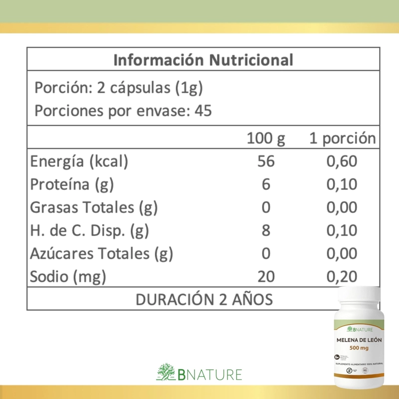 PACK X2 MELENA DE LEON 500MG | MEMORIA Y CONCENTRACION - 6