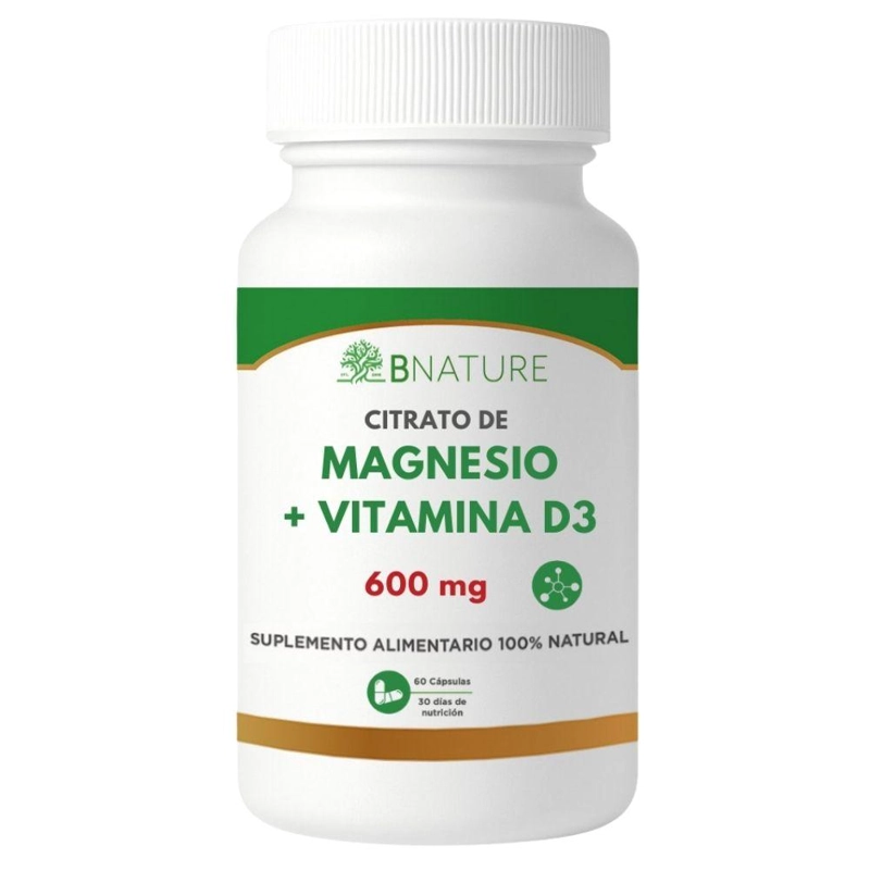 CITRATO DE MAGNESIO + VITAMINA D3 · 600MG · 60 CAPSULAS - 1