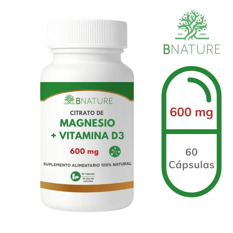 CITRATO DE MAGNESIO + VITAMINA D3 · 600MG · 60 CAPSULAS - 7