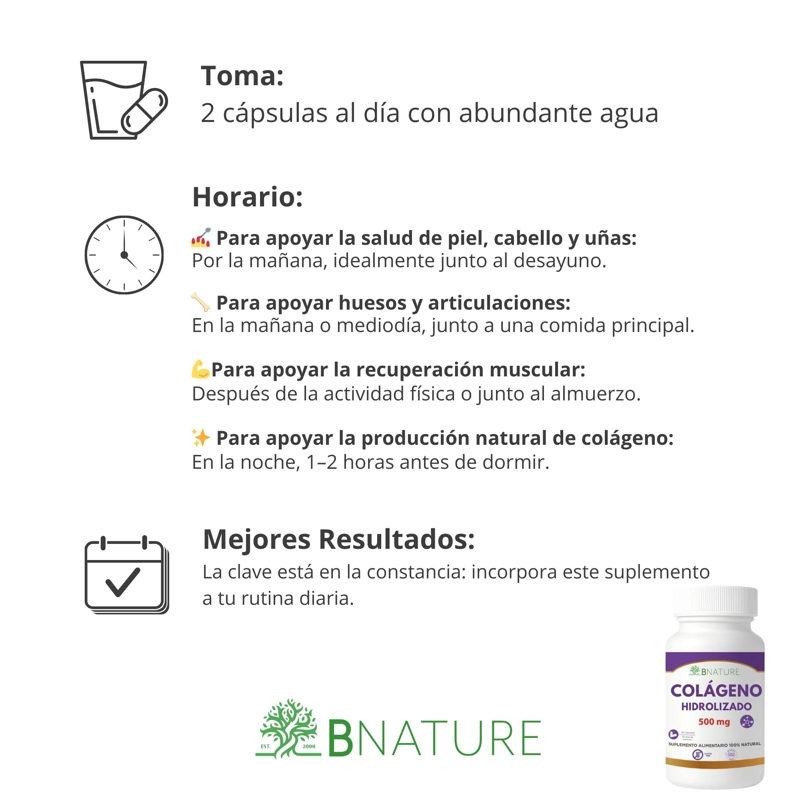 COLAGENO HIDROLIZADO · PIEL, CABELLO Y UÑAS · 500MG · 60 CAP - 4