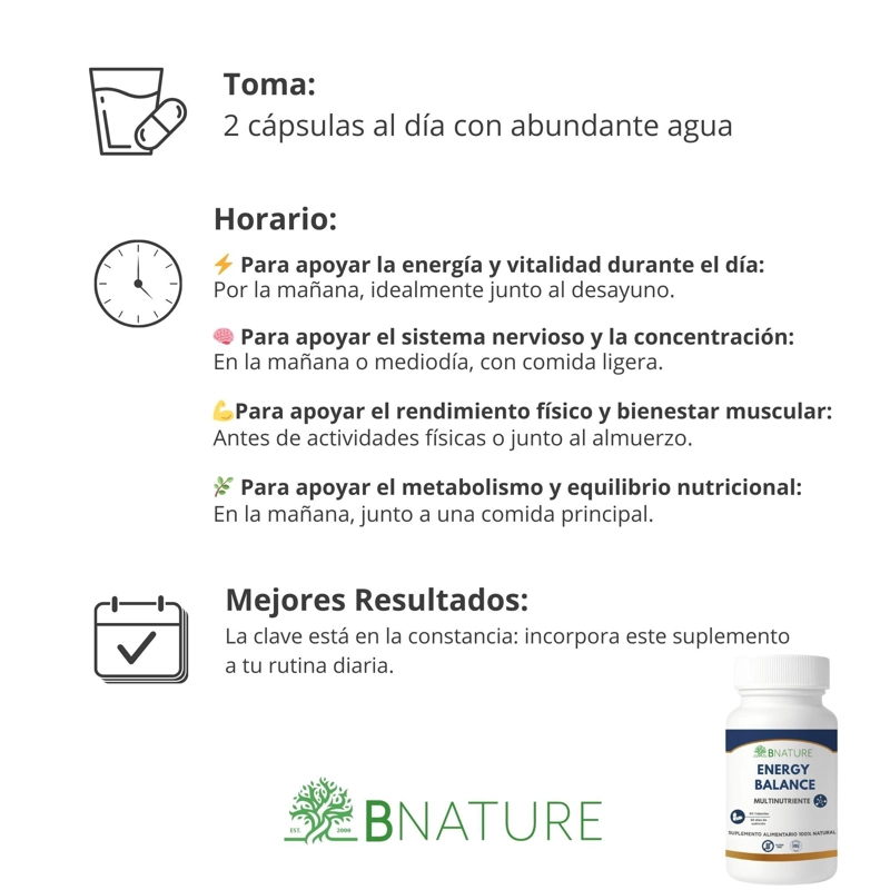 ENERGY BALANCE · B COMPLEX · MAGNESIO · BIOTINA · 60 CAPS - 3