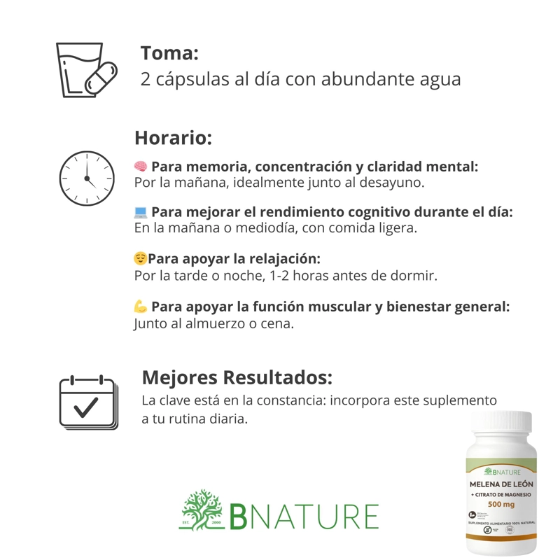MELENA DE LEON + CITRATO DE MAGNESIO · 90 CAPSULAS 500MG - 4
