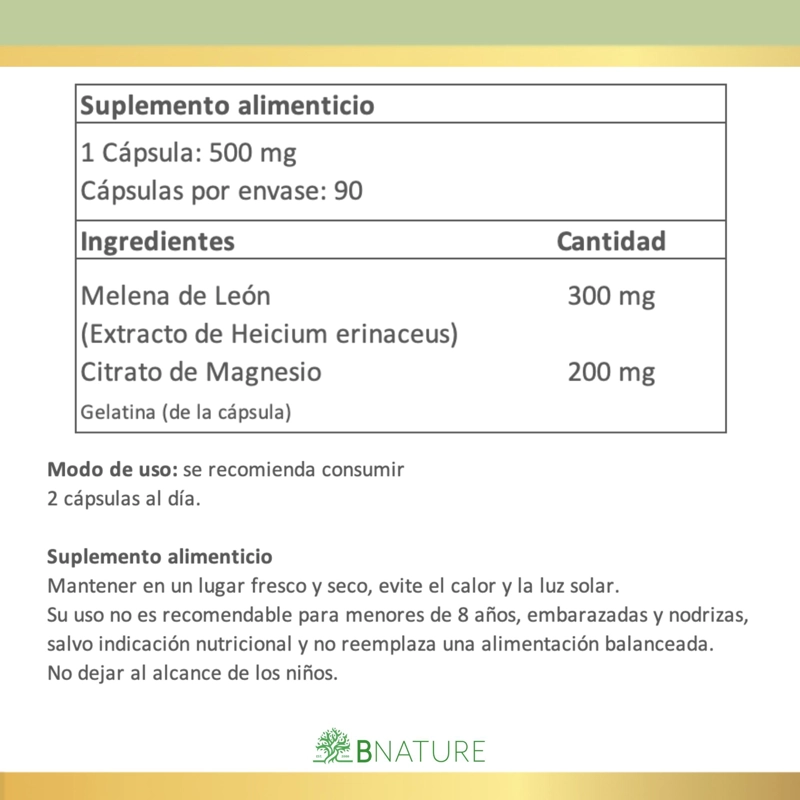 MELENA DE LEON + CITRATO DE MAGNESIO · 90 CAPSULAS 500MG - 5