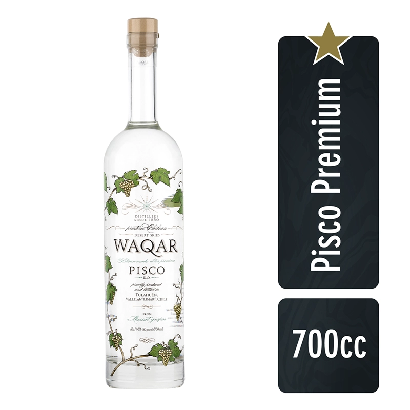 PISCO WAQAR BOTELLA VIDRIO 700 CC PREMIUM - 1