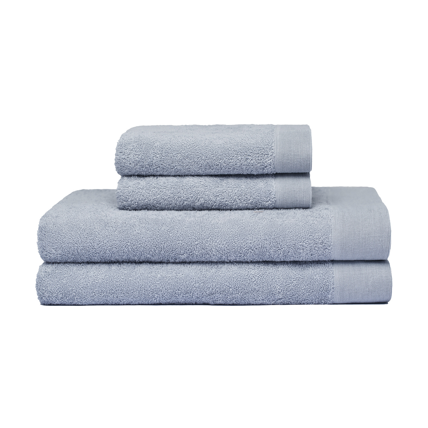 SET 2 TOALLAS MANO Y 2 TOALLONES BAÑO ELEGANCE AZUL HIELO, 100% ALGODON, 550 GR/M2 - 1