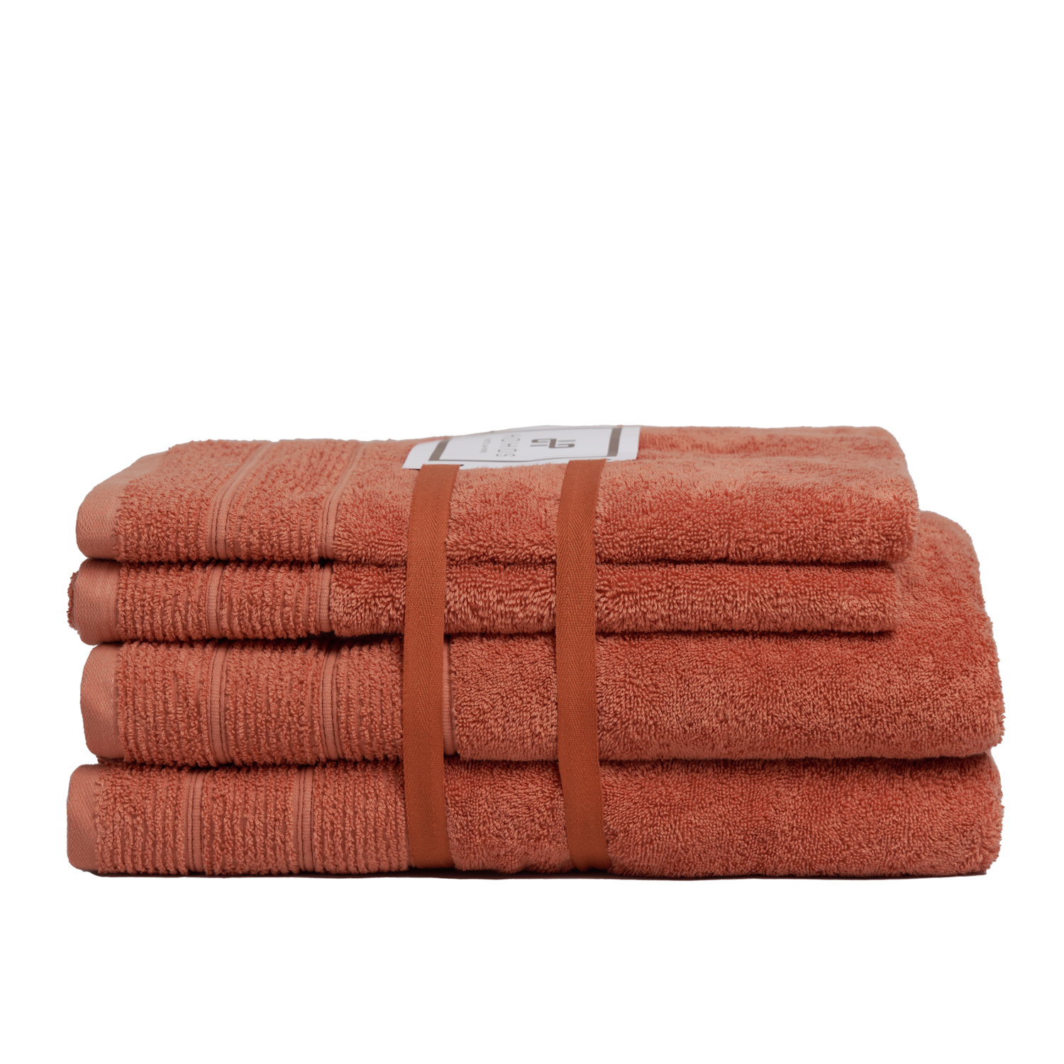 SET DE TOALLAS DELUXE CON ELEGANTE GUARDA CLÁSICA EN ALG. TURCO 620GR. ZANAHORIA - 1