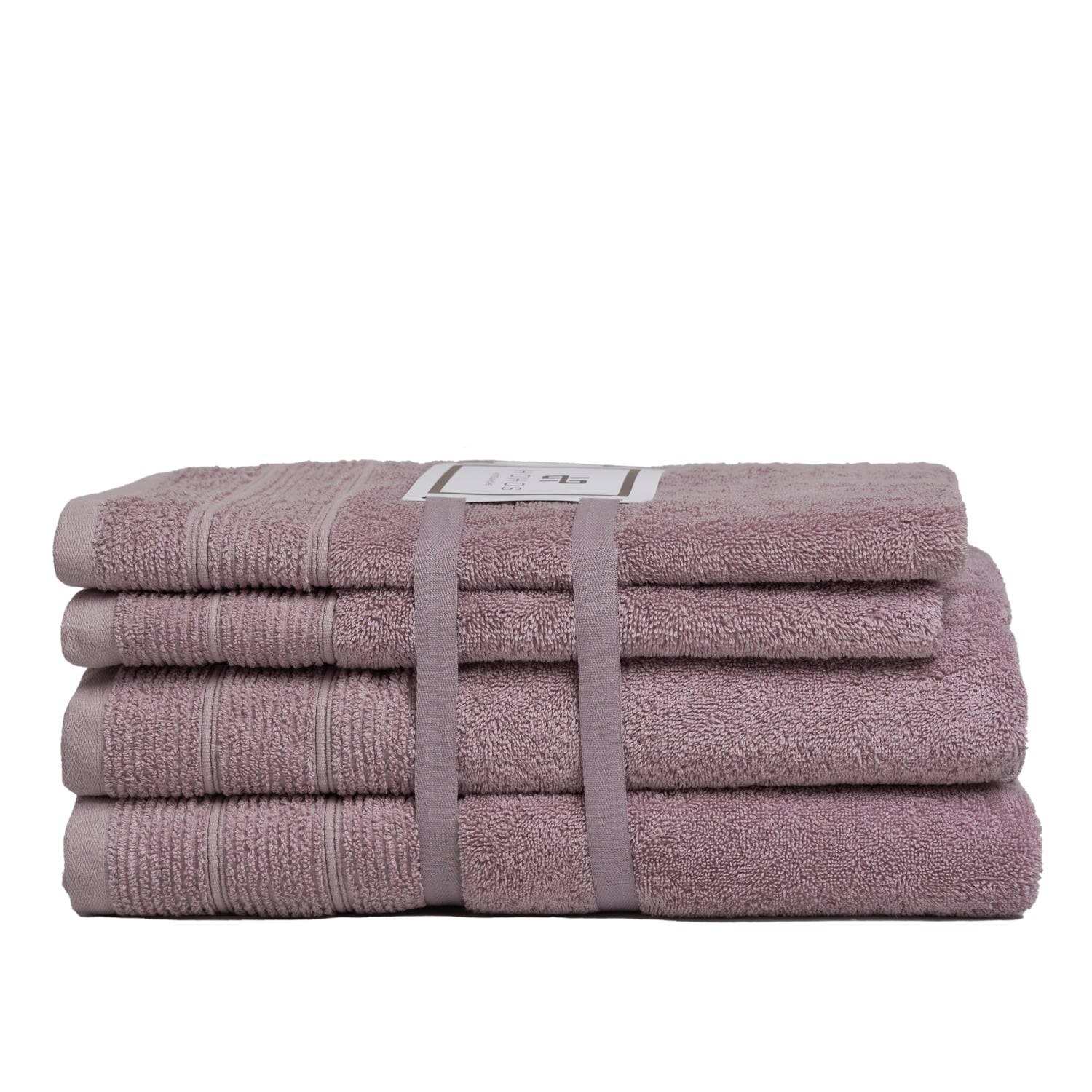 SET DE TOALLAS DELUXE CON ELEGANTE GUARDA CLÁSICA EN ALG. TURCO 620GR. COLOR MALVA - 1