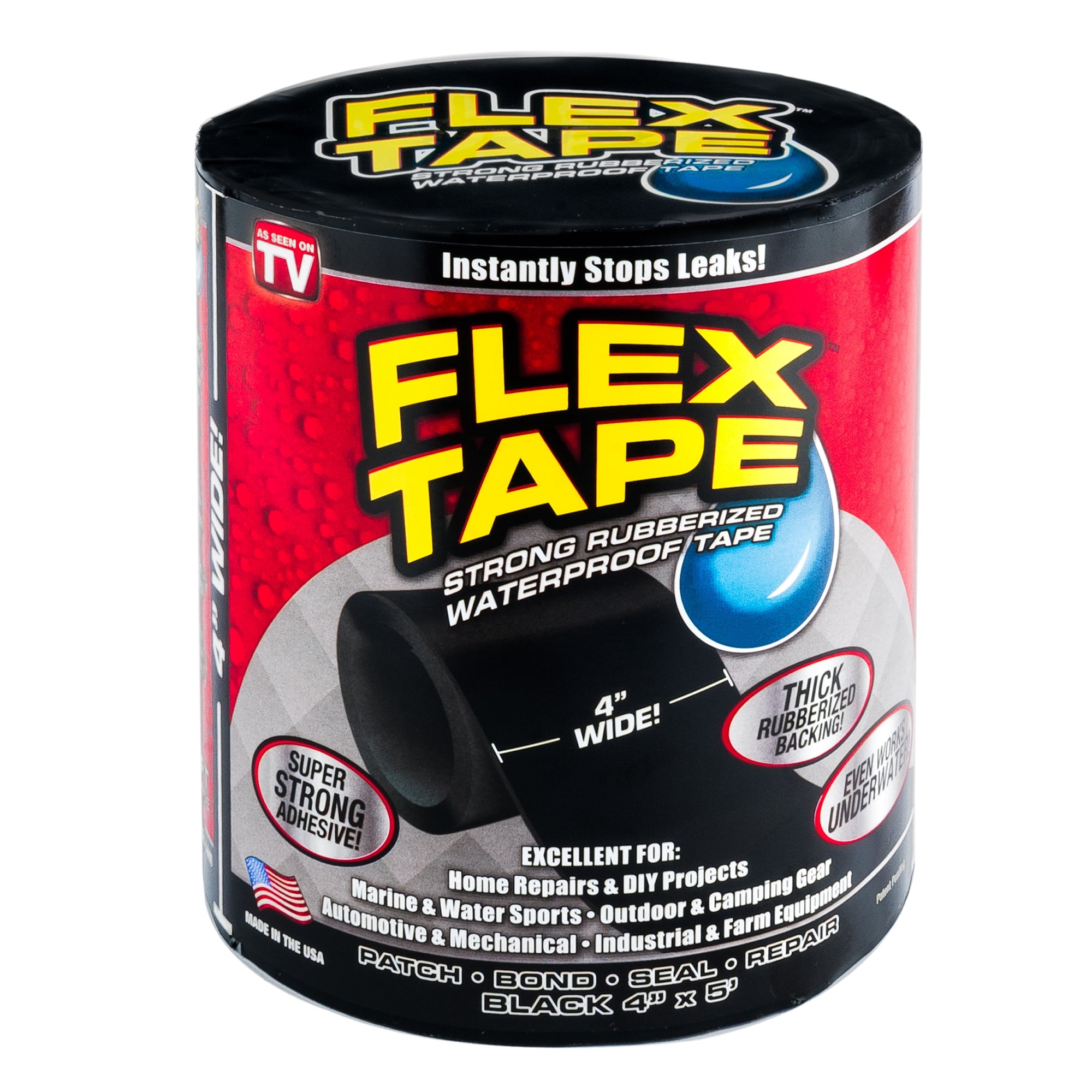 FLEX TAPE CINTA TAPA GOTERA SELLADOR IMPERMEABLE SÚPER RESISTENTE NEGRO - 1