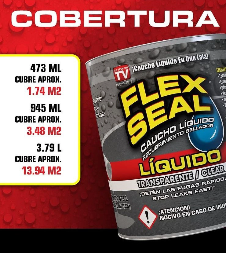 FLEX SEAL LIQUID PINTURA IMPERMEABLE SELLADOR SÚPER RESISTENTE TRANSPARENTE - 5