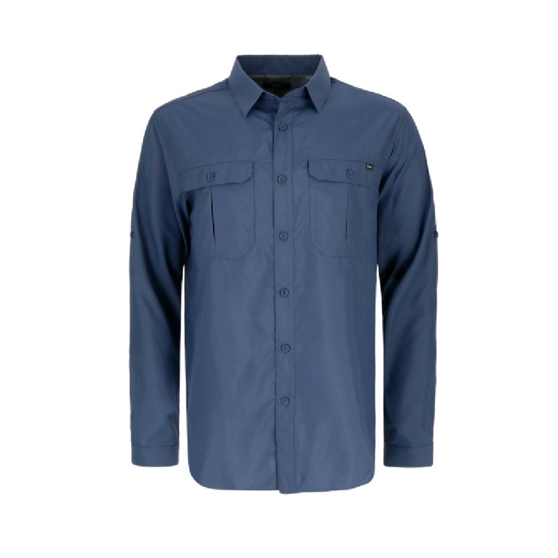 CAMISA MANGA LARGA ELDEN MELANGE HOMBRE AZUL MARINO - 1
