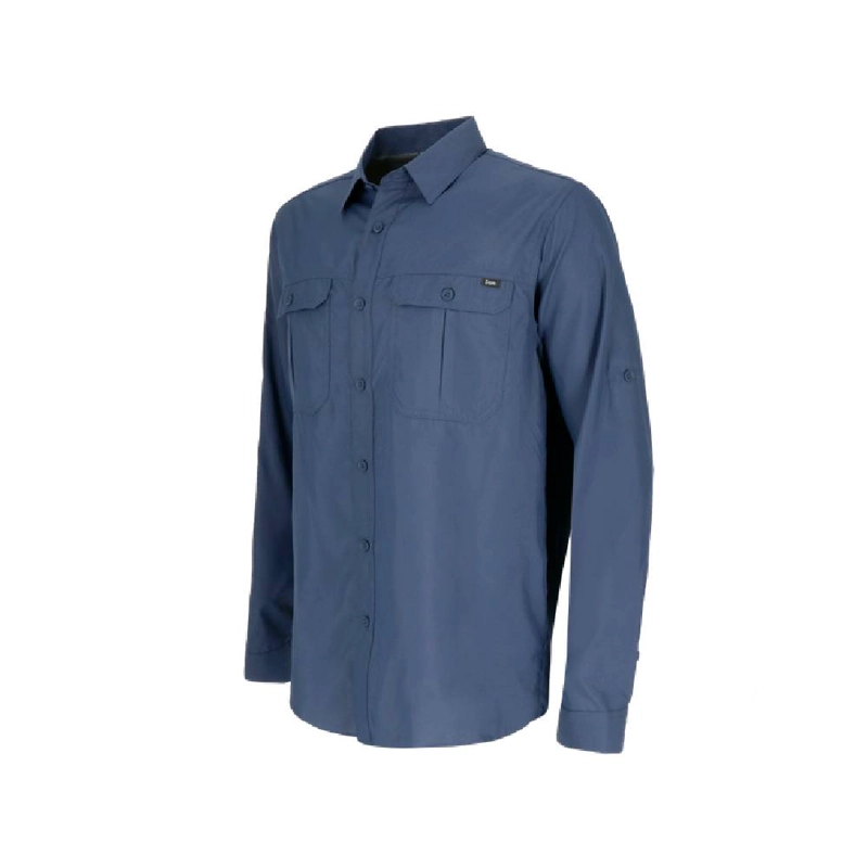 CAMISA MANGA LARGA ELDEN MELANGE HOMBRE AZUL MARINO - 2