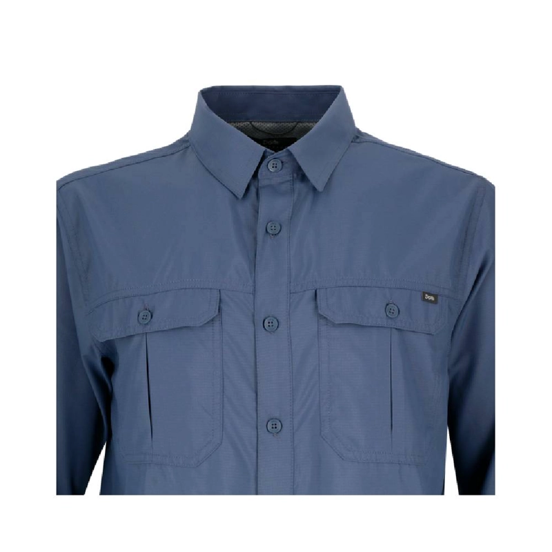 CAMISA MANGA LARGA ELDEN MELANGE HOMBRE AZUL MARINO - 4