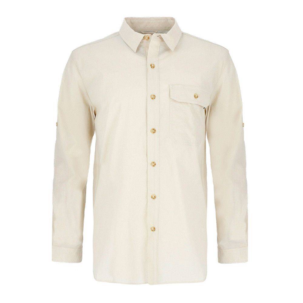 CAMISA MANGA LARGA JUNCAL MELANGE HOMBRE BEIGE - 1