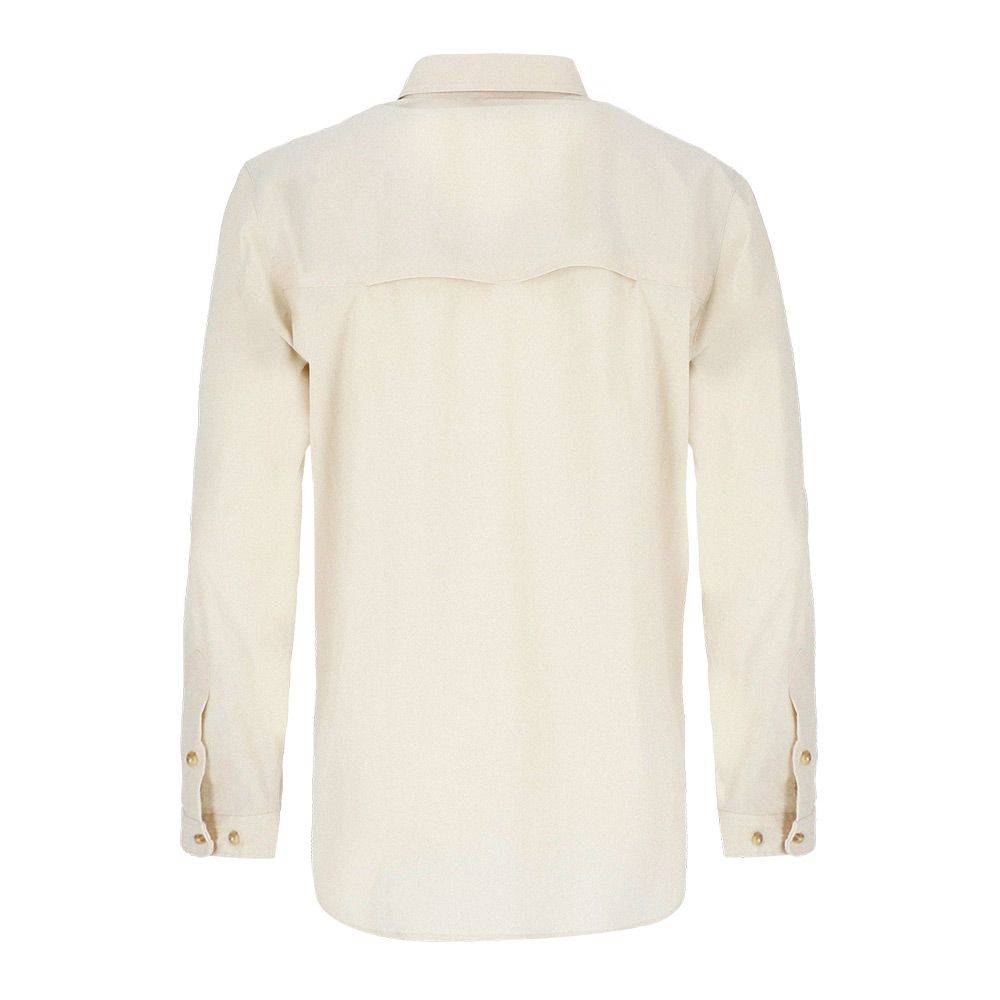 CAMISA MANGA LARGA JUNCAL MELANGE HOMBRE BEIGE - 3
