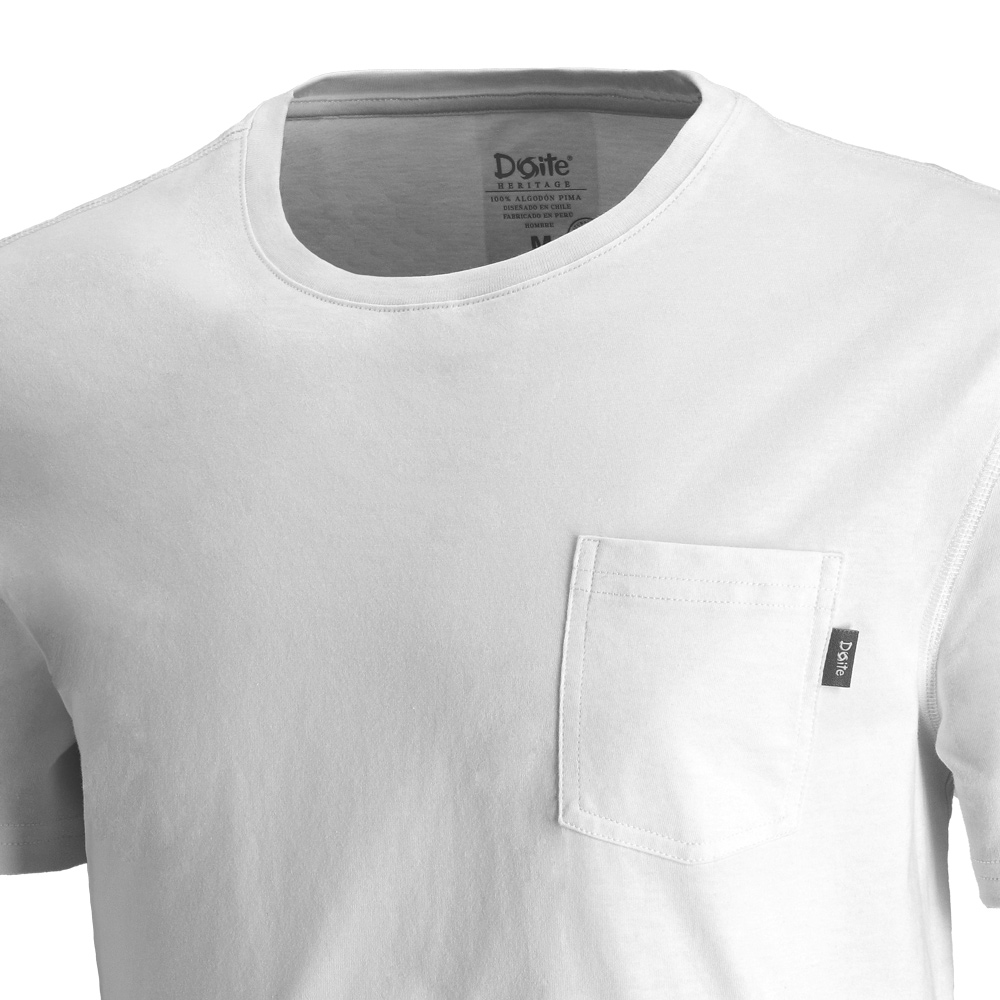 POLERA MANGA CORTA PIMA POCKET BLANCO HOMBRE DOITE - 3