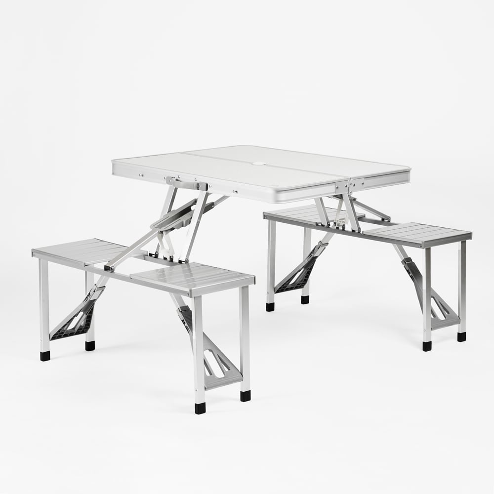 Mesa Plegable De Aluminio Magic Accessories – Mesa De Comedor Moderna En Negro, Resistente Y Portátil, Fácil De Montar Y Guardar, Ideal Para Interiores Y Exteriores