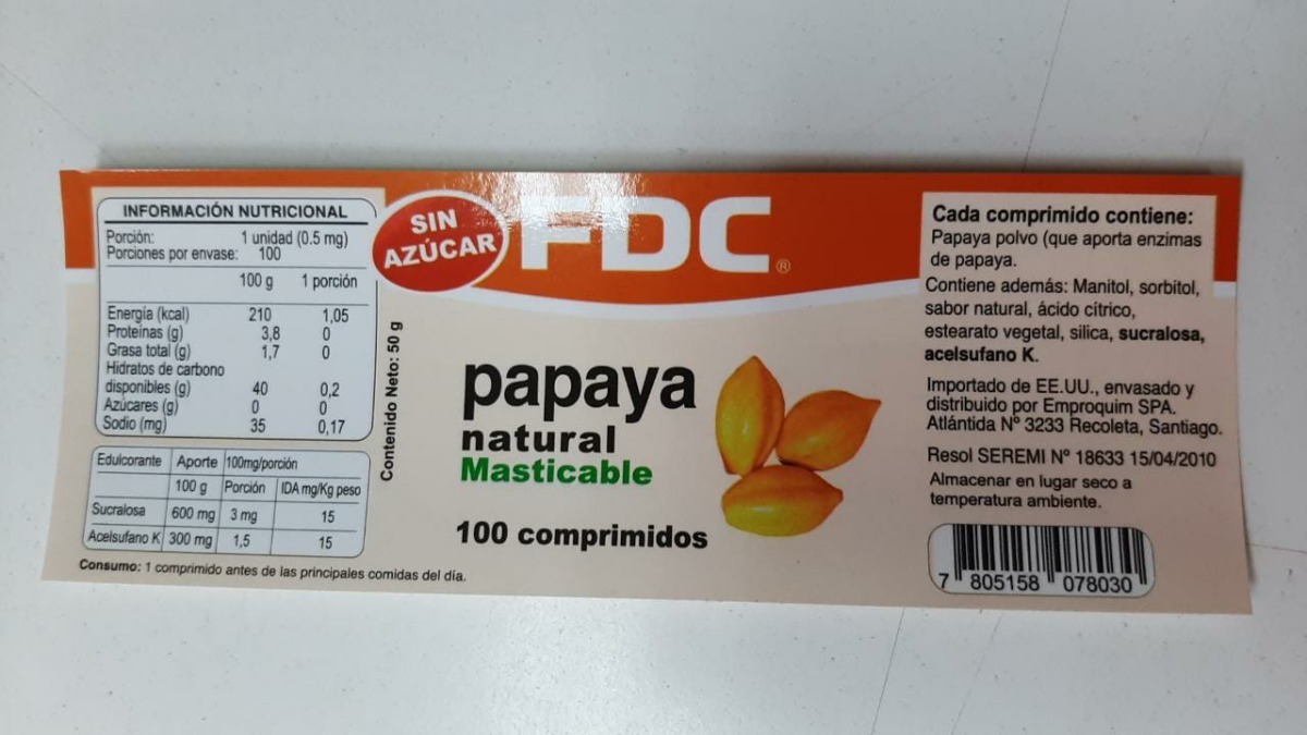 PAPAYA ENZYMA X 100 TABLETAS - 2