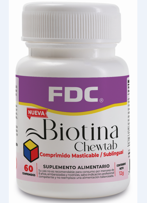 SUPLEMENTO ALIMENTICIO FDC CAPSULAS BLANDAS 100 BIOTINA MASTICABLE X 60 COMPRIMIDOS - 1