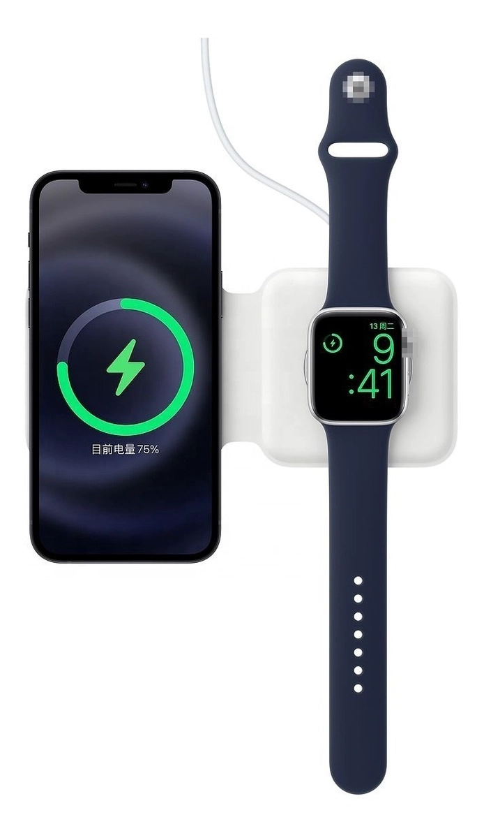 GENÉRICO CARGADOR INALAMBRICO IPHONE MAGSAFE 2EN1 DUAL 15W CARGA RAPIDA