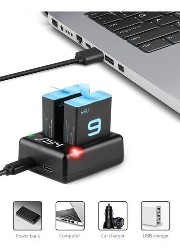 BATERÍA TELESIN CARGADOR GOPRO HERO 10 DOBLE +CABLE - 2