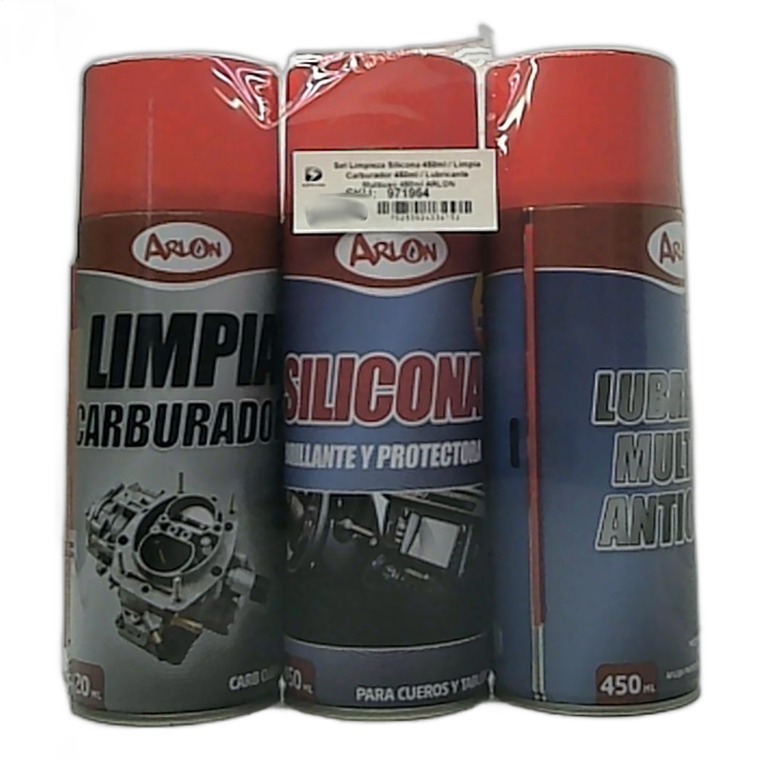 SET LIMPIEZA SILICONA 450ML / LIMPIA CARBURADOR 450ML / LUBRICANTE MULTIUSO 450ML ARLON - 9