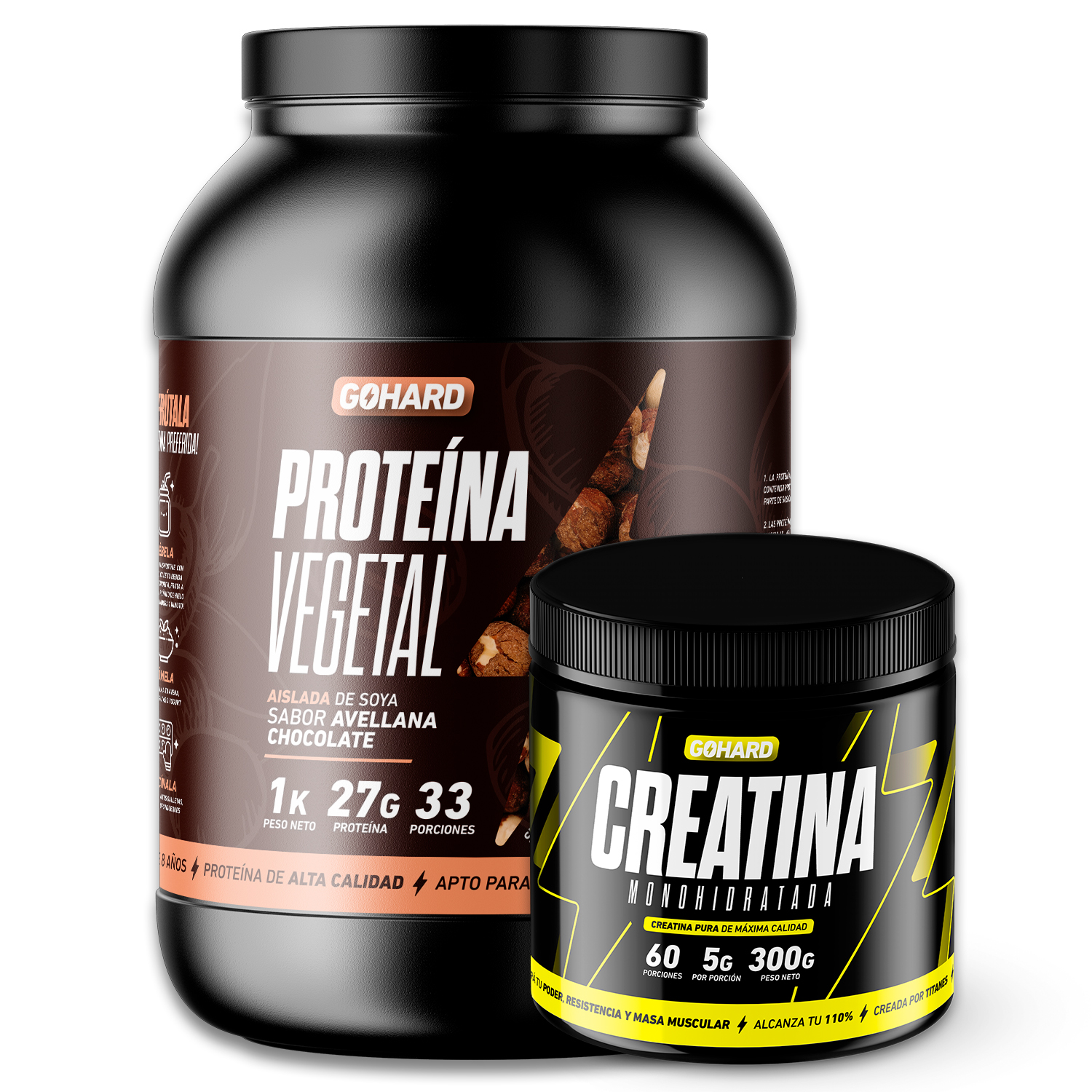 PACK GOHARD PROTEÍNA VEGETAL 33 SERVICIOS + CREATINA MONOHIDRATADA 60 SERVICIOS - 1