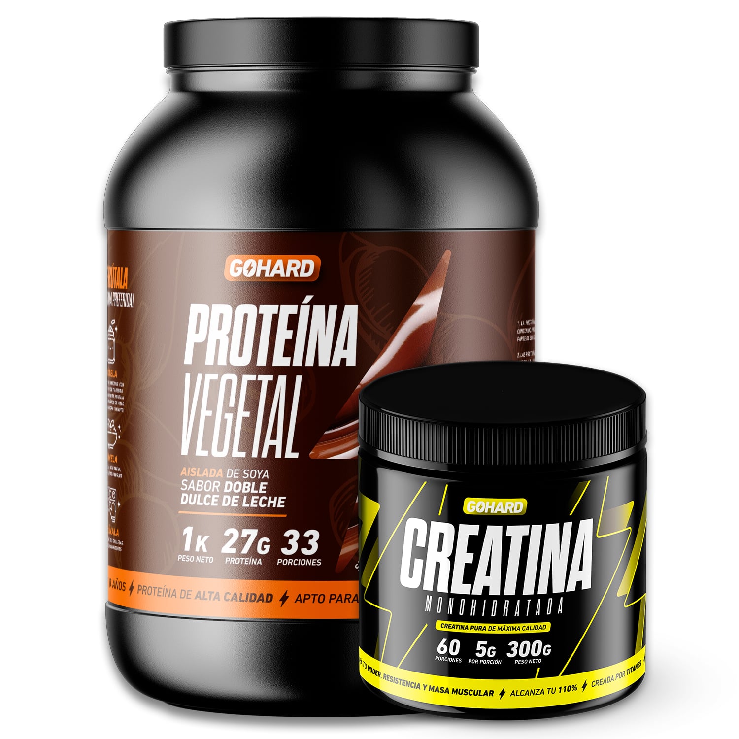 PACK GOHARD PROTEÍNA VEGETAL 33 SERVICIOS + CREATINA MONOHIDRATADA 60 SERVICIOS - 1