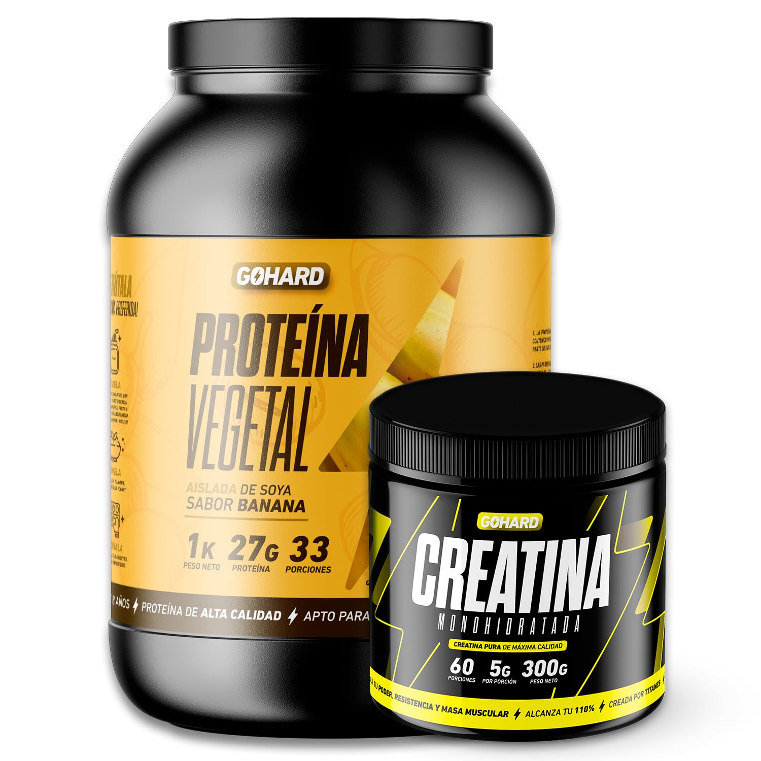 PACK GOHARD PROTEÍNA VEGETAL 33 SERVICIOS + CREATINA MONOHIDRATADA 60 SERVICIOS - 1