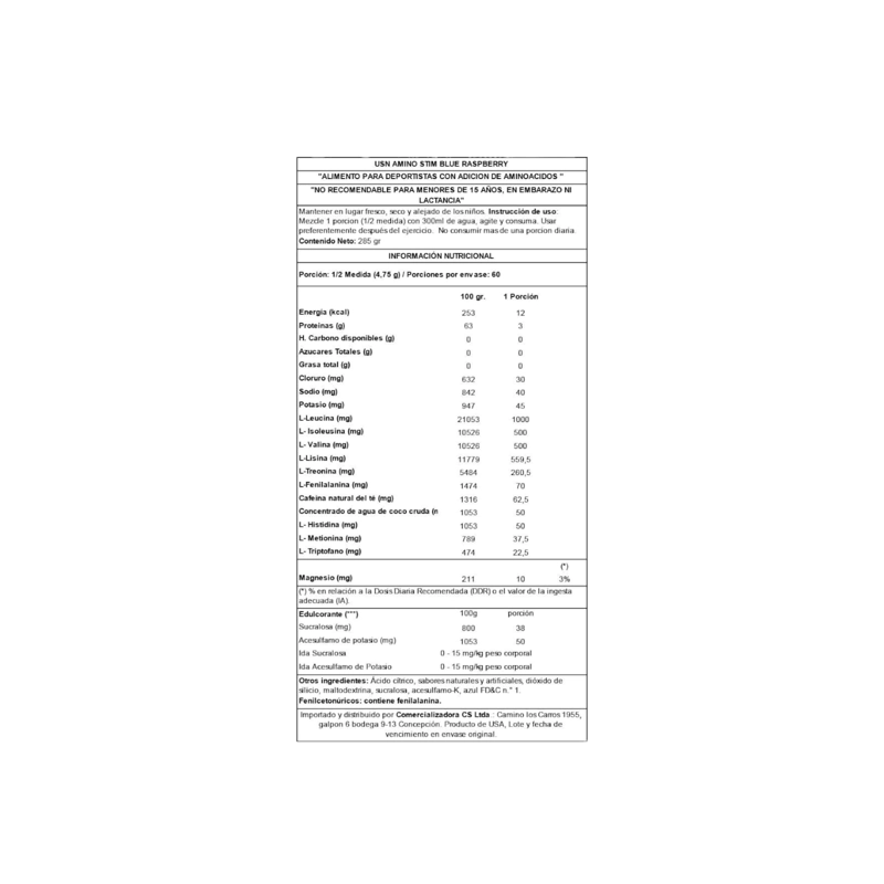 AMINO STIM 285GR 60 SERVICIOS BLUERASPBERRY - USN - 2