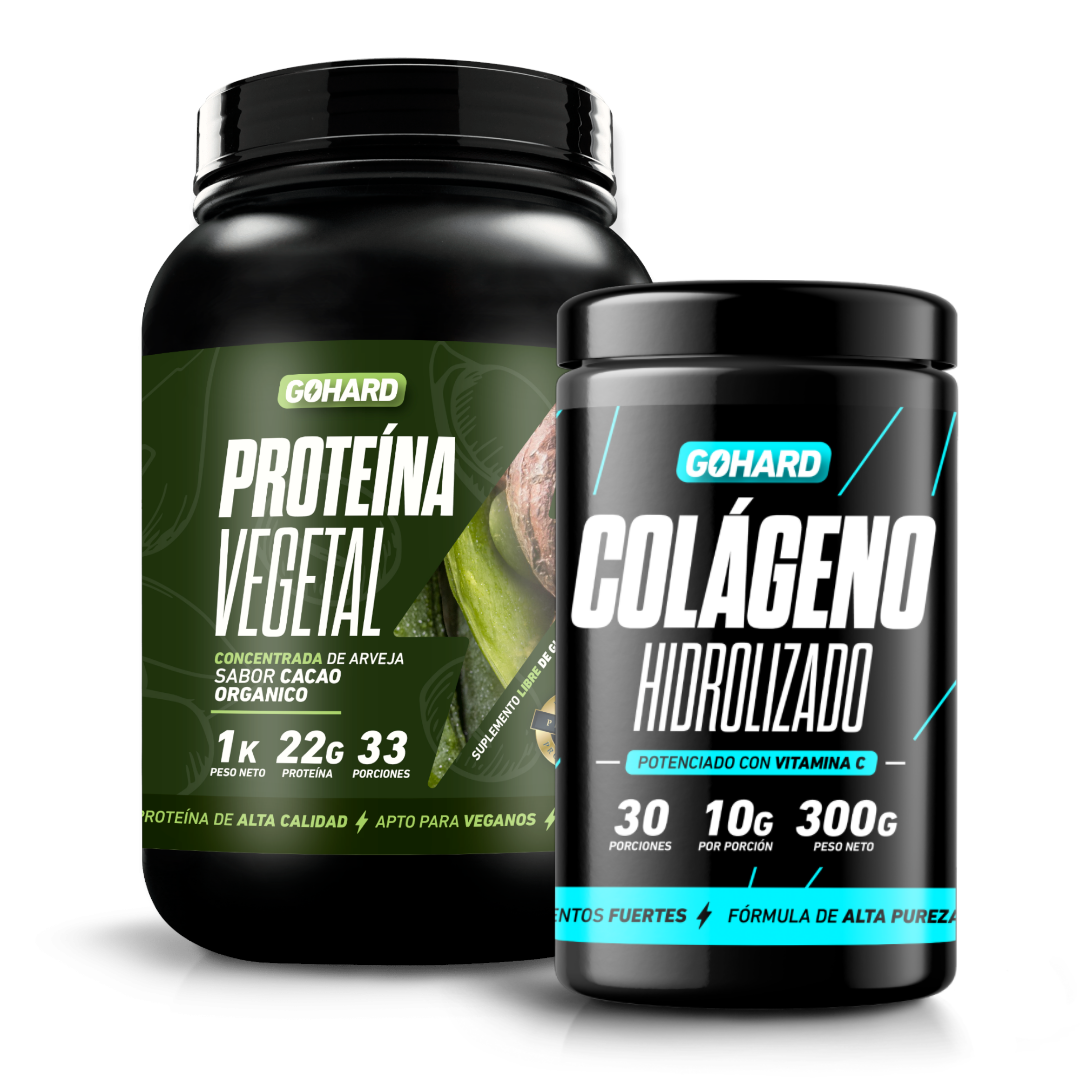 PACK PROTEINA VEGETAL+ COLAGENO HIDROLIZADO GO HARD - CACAO ORGANICO - 1